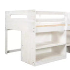 Lit mezzanine simple avec tiroirs de rangement, lit mezzanine bas en bois avec deux étagères pour enfants