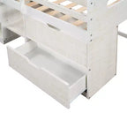 Lit mezzanine simple avec tiroirs de rangement, lit mezzanine bas en bois avec deux étagères pour enfants