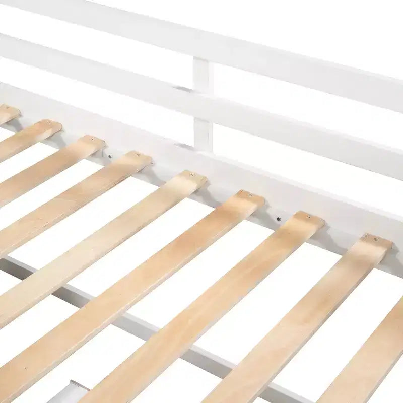 Lit mezzanine simple avec tiroirs de rangement, lit mezzanine bas en bois avec deux étagères pour enfants