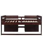 Lit mezzanine simple avec tiroirs de rangement, lit mezzanine bas en bois avec deux étagères pour enfants