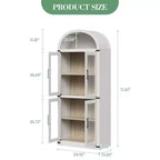 Grand meuble de garde-manger de cuisine arqué de 71", Armoire de rangement autonome, Vitrine en bois à 5 niveaux, Bibliothèque polyvalente, Porte en verre noir