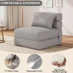 Chaise longue de sol 2-en-1 pliable avec coussin décoratif, chaise de couchage avec fonction lit