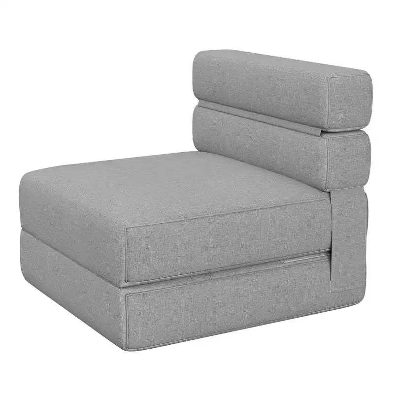 Chaise longue de sol 2-en-1 pliable avec coussin décoratif, chaise de couchage avec fonction lit