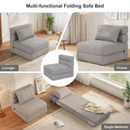 Chaise longue de sol 2-en-1 pliable avec coussin décoratif, chaise de couchage avec fonction lit
