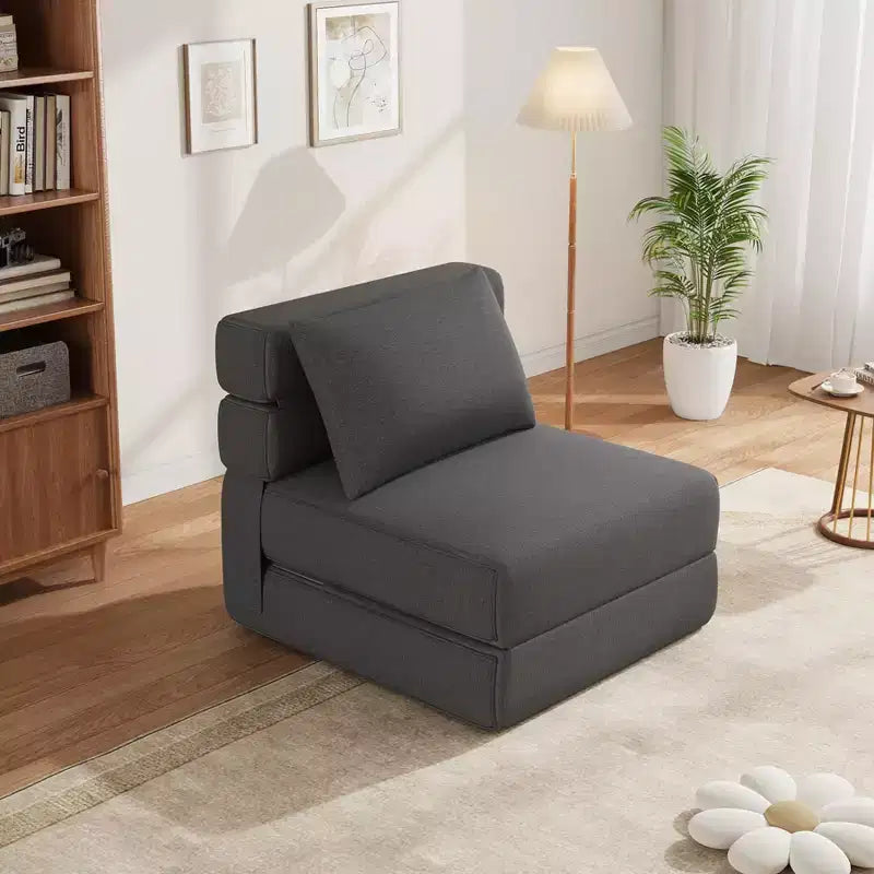 TROPOW Floor Chair 2-in-1 Folding Bed with Decorative Cushion Sleeping Chair with Bed Function