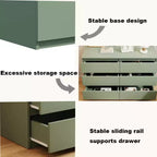 Commode verte grand format à 6 tiroirs avec poignées dorées