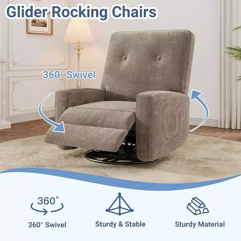 Fauteuil inclinable de chambre d'enfant, fauteuil à bascule pivotant à 360°, avec dossier et repose-pieds réglables, pour salons, chambres à coucher