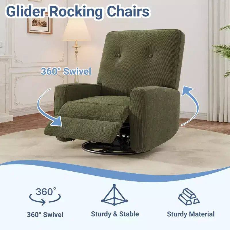 Fauteuil inclinable de chambre d'enfant, fauteuil à bascule pivotant à 360°, avec dossier et repose-pieds réglables, pour salons, chambres à coucher