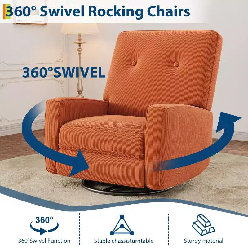 Fauteuil inclinable de chambre d'enfant, fauteuil à bascule pivotant à 360°, avec dossier et repose-pieds réglables, pour salons, chambres à coucher