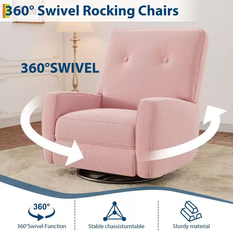 Fauteuil inclinable de chambre d'enfant, fauteuil à bascule pivotant à 360°, avec dossier et repose-pieds réglables, pour salons, chambres à coucher