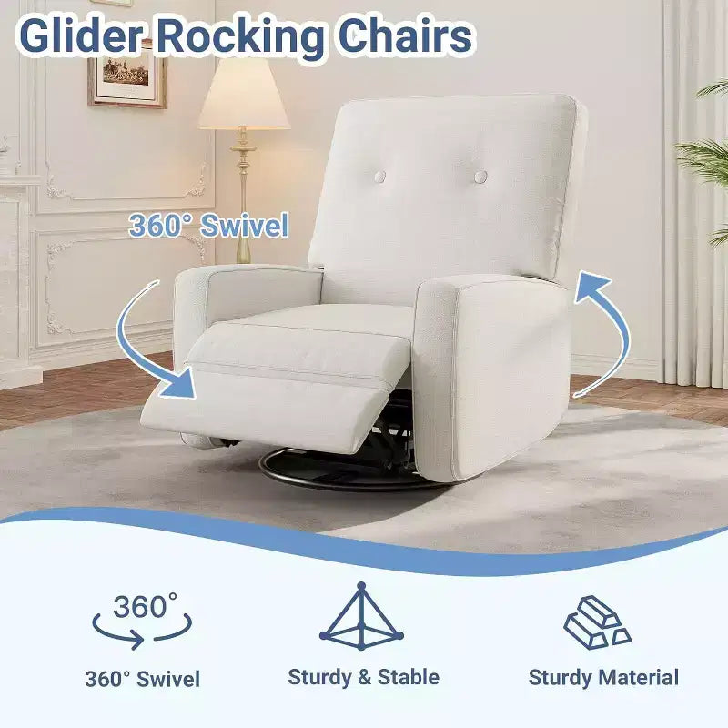 Fauteuil inclinable de chambre d'enfant, fauteuil à bascule pivotant à 360°, avec dossier et repose-pieds réglables, pour salons, chambres à coucher
