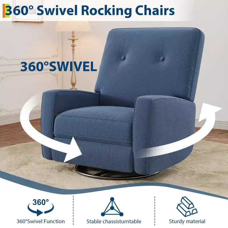 Fauteuil inclinable de chambre d'enfant, fauteuil à bascule pivotant à 360°, avec dossier et repose-pieds réglables, pour salons, chambres à coucher