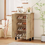 Meuble à chaussures 4 niveaux avec étagères amovibles et 2 portes