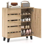 Costway 4-Tier Shoe Cabinet w/Louvered Door & Removable Shelves for Entryway Hallway