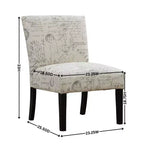 Chaise d'appoint contemporaine sans accoudoirs en tissu Bott imprimé lettres anglaises