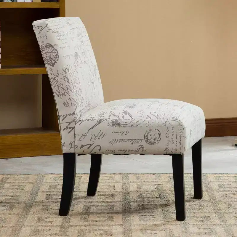 Chaise d'appoint contemporaine sans accoudoirs en tissu Bott imprimé lettres anglaises