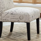 Chaise d'appoint contemporaine sans accoudoirs en tissu Bott imprimé lettres anglaises