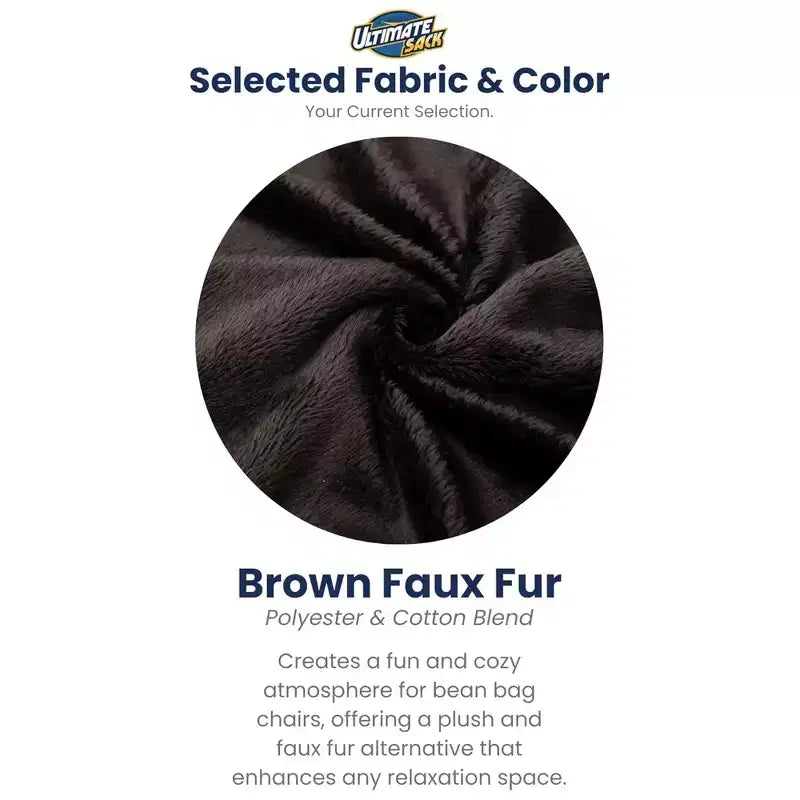 Pouf géant lavable en mousse de 152 cm, recouvert de fausse fourrure, marron