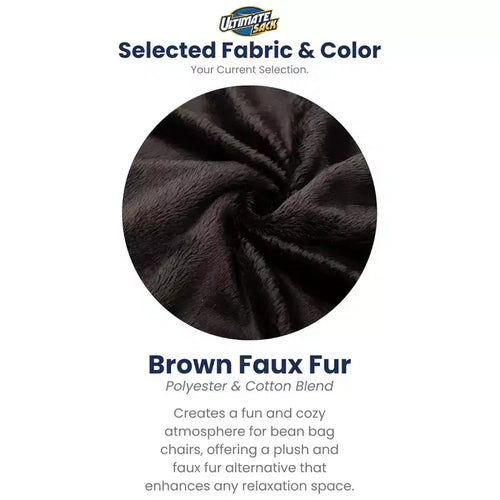 Pouf géant lavable en mousse de 152 cm, recouvert de fausse fourrure, marron