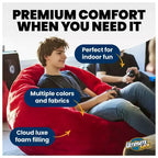 Pouf géant lavable en mousse de 152 cm, recouvert de fausse fourrure, marron