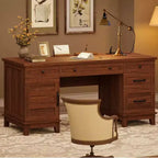 Bureau double pour bureau à domicile, bureau extra-large avec armoires de rangement réglables, tiroirs à extension complète et station de charge