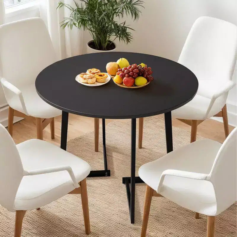 Table à manger ronde moderne de 36 pouces avec piètement en croix stable pour petits espaces et cuisine