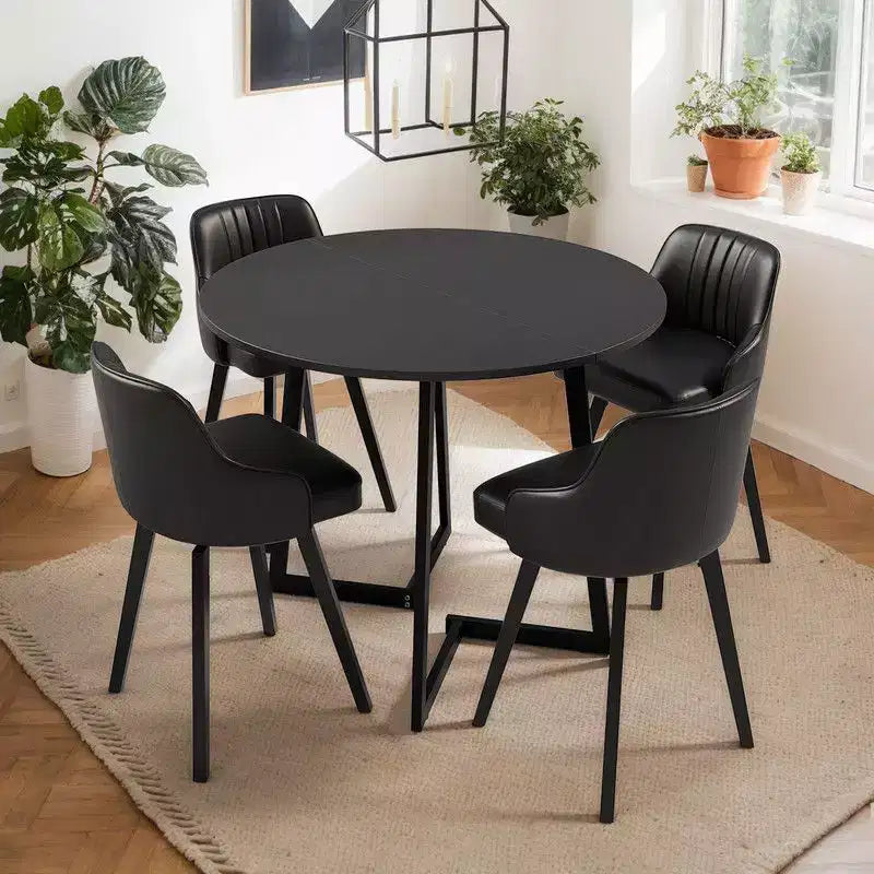 Table à manger ronde moderne de 36 pouces avec piètement en croix stable pour petits espaces et cuisine