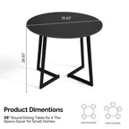 Table à manger ronde moderne de 36 pouces avec piètement en croix stable pour petits espaces et cuisine