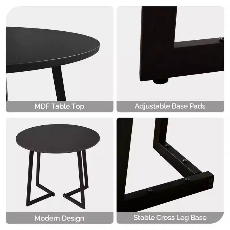 Table à manger ronde moderne de 36 pouces avec piètement en croix stable pour petits espaces et cuisine