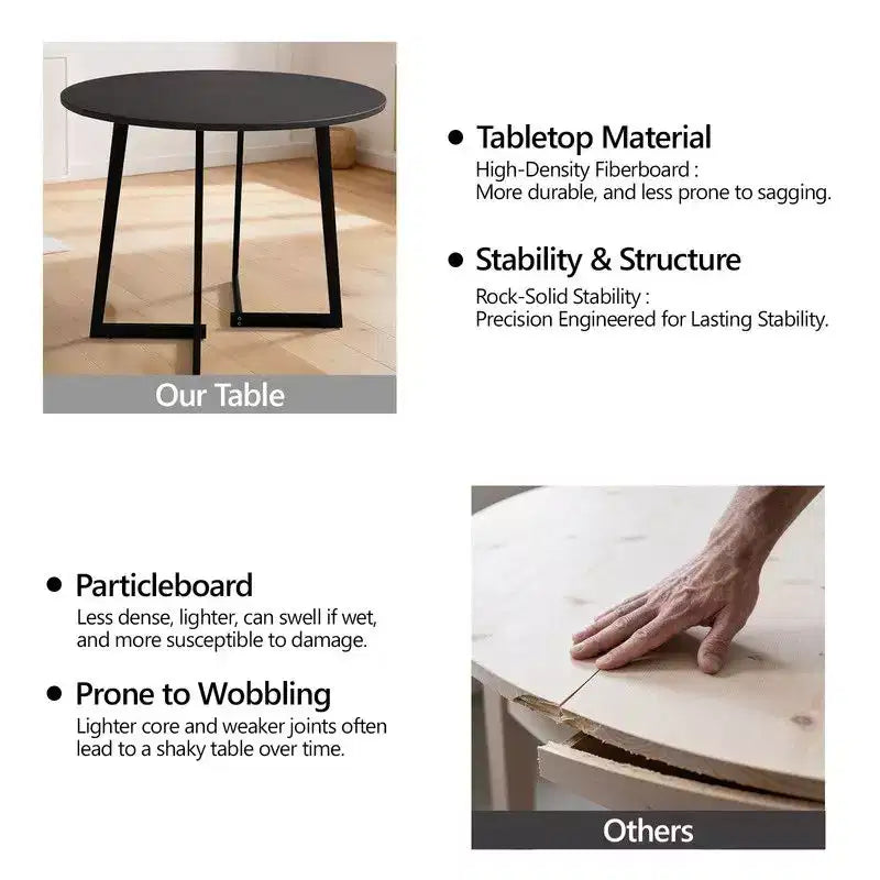 Table à manger ronde moderne de 36 pouces avec piètement en croix stable pour petits espaces et cuisine