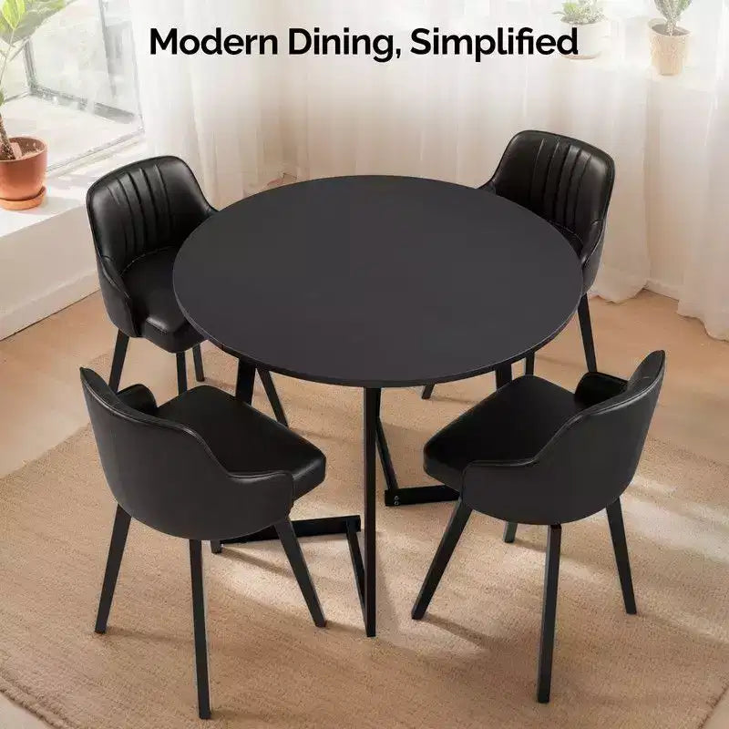 Table à manger ronde moderne de 36 pouces avec piètement en croix stable pour petits espaces et cuisine