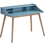 Bureau Gwen avec huche et étagères ouvertes, style Mid-Century Modern en bois