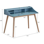 Bureau Gwen avec huche et étagères ouvertes, style Mid-Century Modern en bois