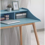Bureau Gwen avec huche et étagères ouvertes, style Mid-Century Modern en bois