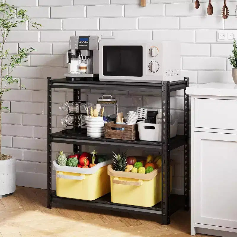 Heavy Duty Steel Shelving Unit, Adjustable Metal Rack, 770 Lbs Per Shelf, Modular 2-in-1 Design for Garage, Basement, Pantry, Black