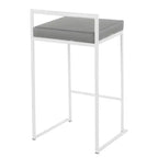 Tabourets de bar contemporains Fuji 26", hauteur comptoir, blanc/gris, rembourrés, structure métallique, empilables