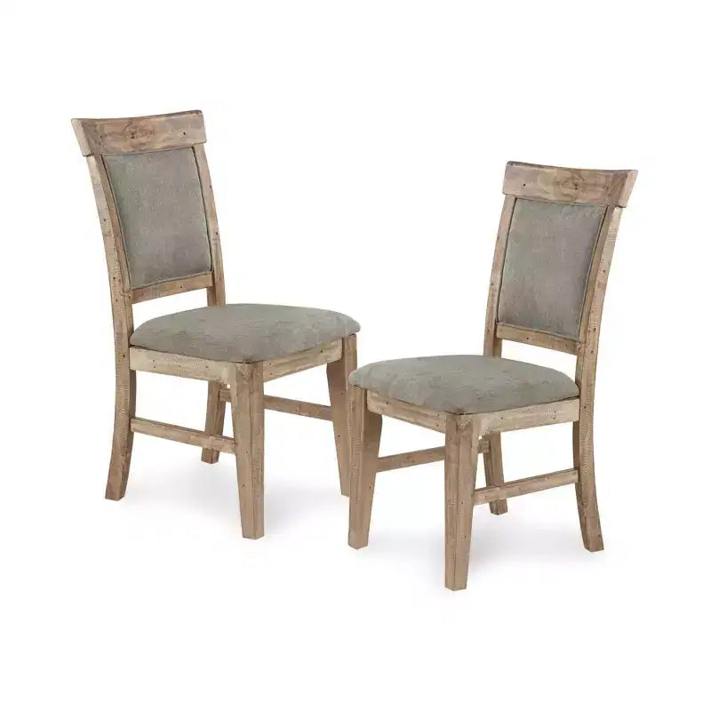 Lot de 2 chaises de salle à manger Oliver, couleur naturelle/grise