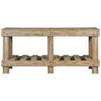 Canapé et table console marron – Entrée moderne, rangement avec étagère ouverte