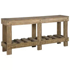 Canapé et table console marron – Entrée moderne, rangement avec étagère ouverte