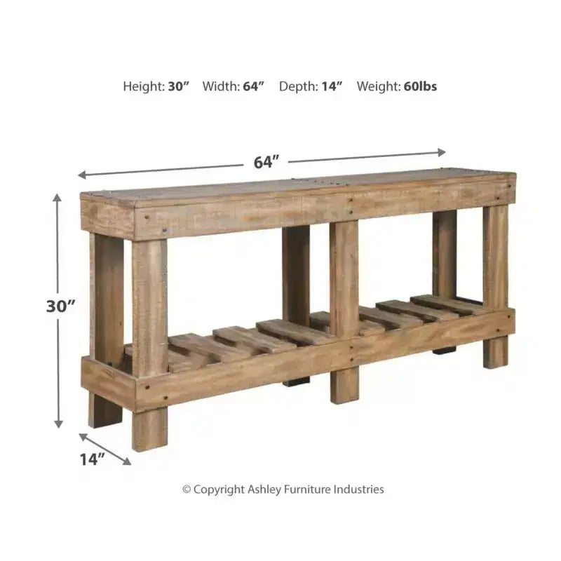 Canapé et table console marron – Entrée moderne, rangement avec étagère ouverte