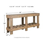 Canapé et table console marron – Entrée moderne, rangement avec étagère ouverte