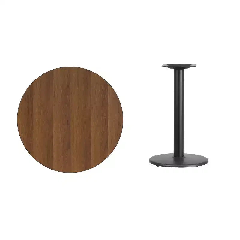 Plateau de table rond en stratifié de 30 pouces avec pied de table rond de 18 pouces de hauteur