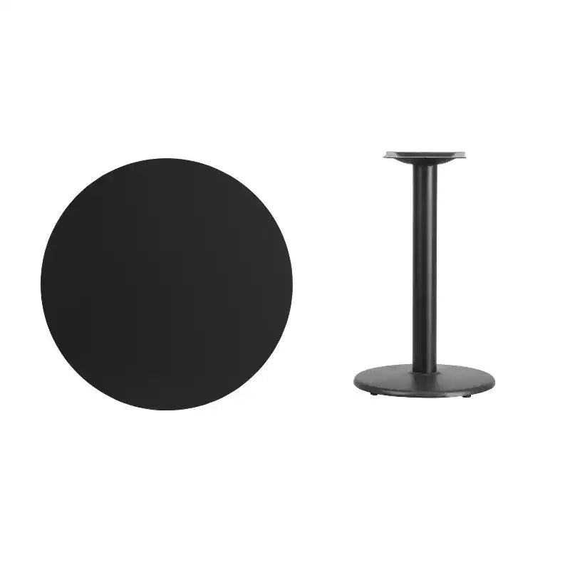 Plateau de table rond en stratifié de 30 pouces avec pied de table rond de 18 pouces de hauteur