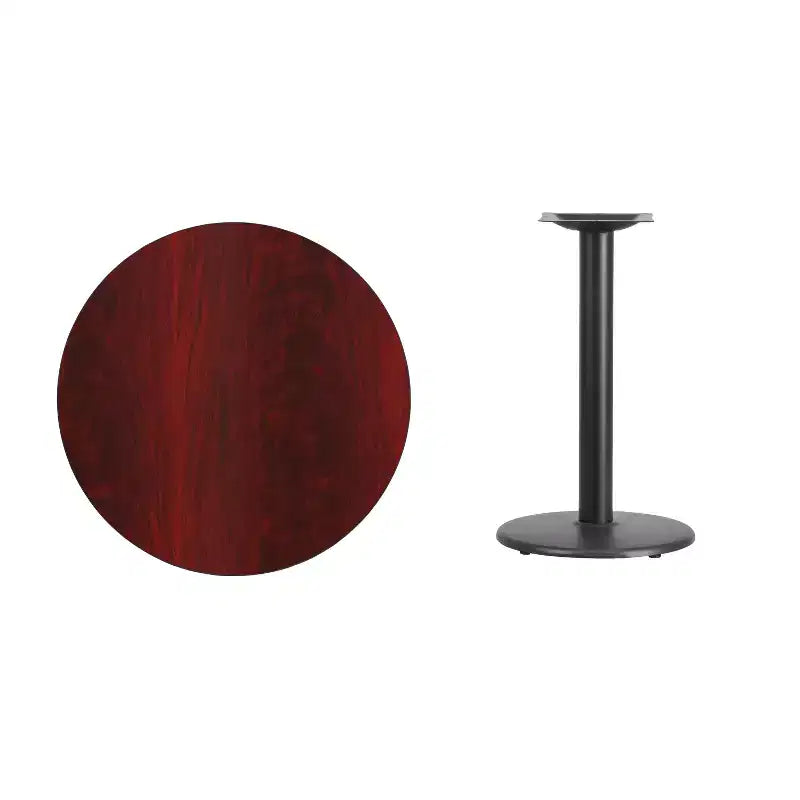 Plateau de table rond en stratifié de 30 pouces avec pied de table rond de 18 pouces de hauteur