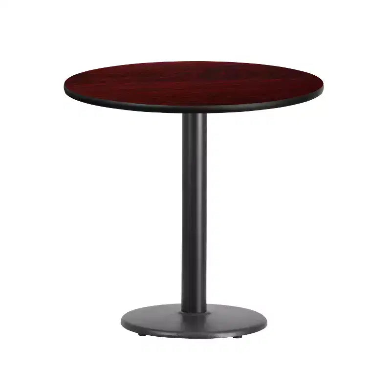 Plateau de table rond en stratifié de 30 pouces avec pied de table rond de 18 pouces de hauteur