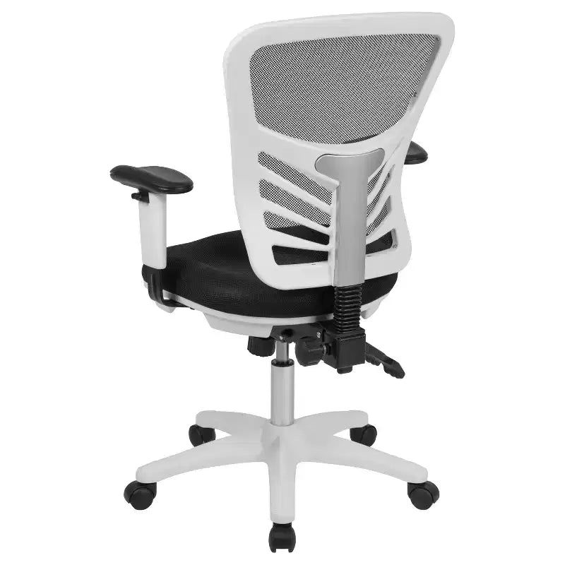 Chaise de bureau ergonomique exécutive multifonctionnelle en maille avec dossier mi-haut et accoudoirs réglables