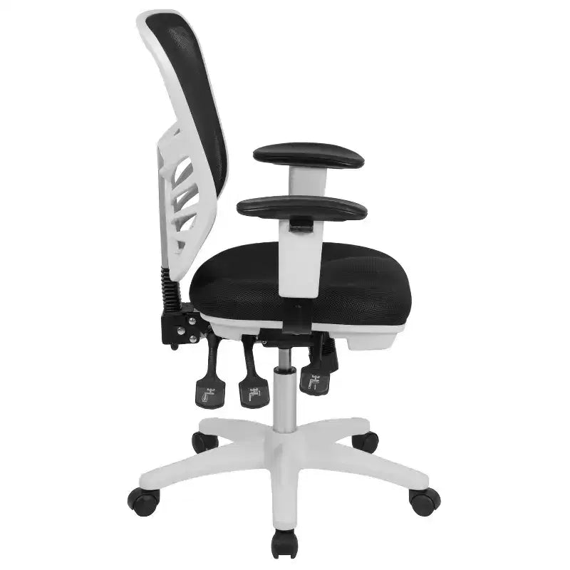 Chaise de bureau ergonomique exécutive multifonctionnelle en maille avec dossier mi-haut et accoudoirs réglables
