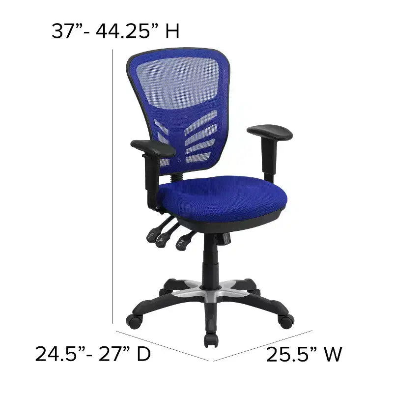 Chaise de bureau ergonomique exécutive multifonctionnelle en maille avec dossier mi-haut et accoudoirs réglables