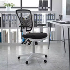 Chaise de bureau ergonomique exécutive multifonctionnelle en maille avec dossier mi-haut et accoudoirs réglables