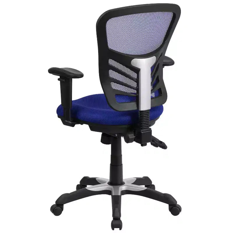 Chaise de bureau ergonomique exécutive multifonctionnelle en maille avec dossier mi-haut et accoudoirs réglables